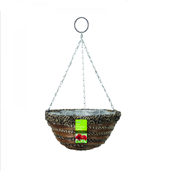 35cm (14") Sisal Rope & Fern Hanging Basket