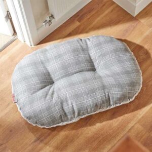 Grey Plaid Oval Cushion - XS
