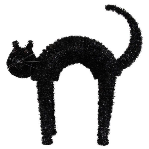Black Tinsel Standing Cat Ornament