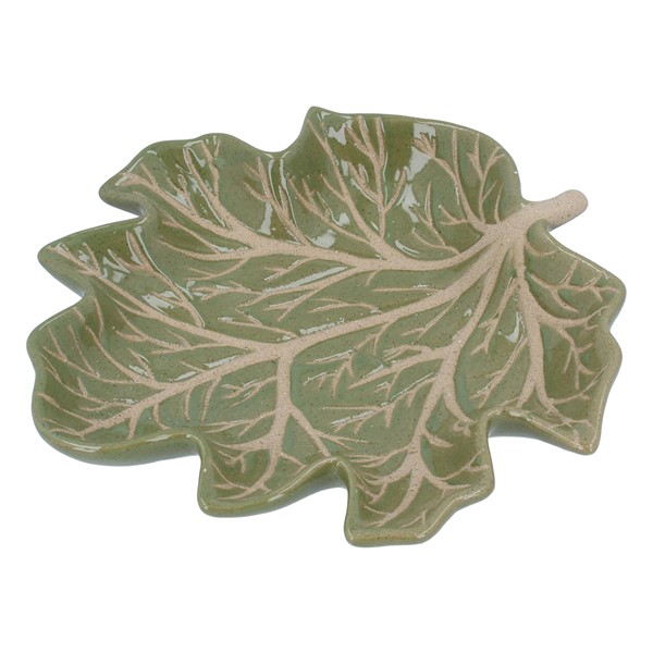Earthenware Leaf Shape Dish - Green