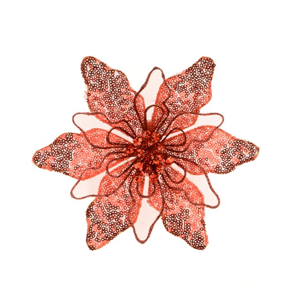 Sequin/Chiffon Poinsettia Clip