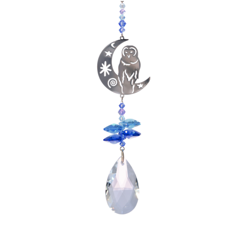 Crystal Fantasies Barn Owl on Moon Moonlight