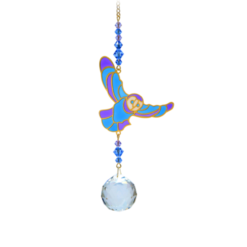 Crystal Dreams Owl in Flight Moonlight