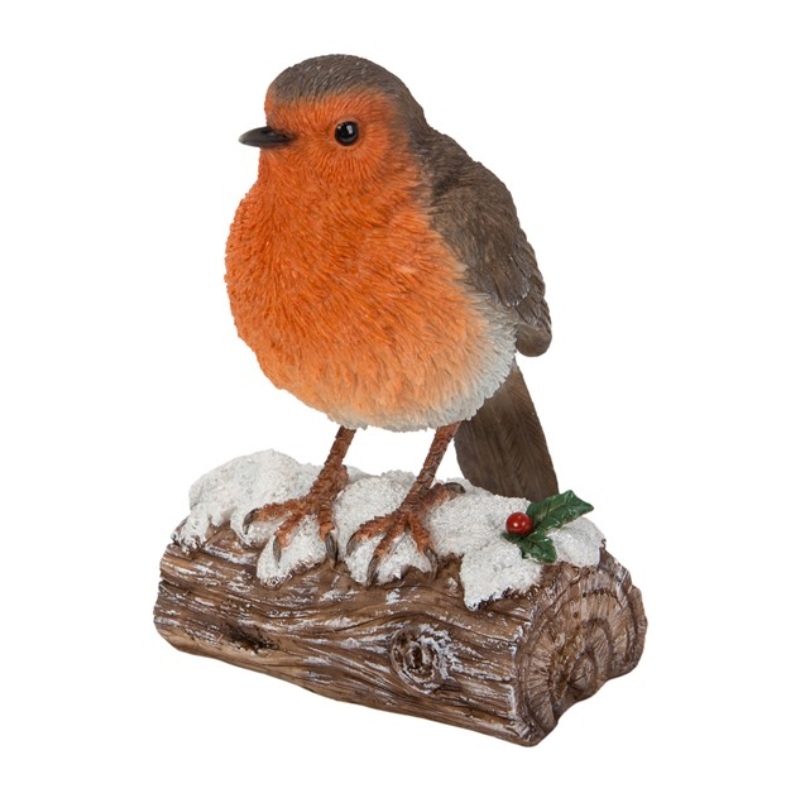 Winter Robin on Snowy Log