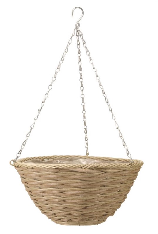 14" Mocha Faux Rattan Basket