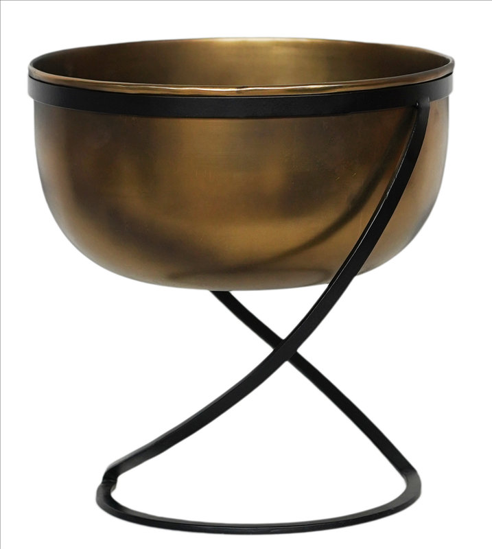 Kensington Brass Metal Planter & Stand 28cm