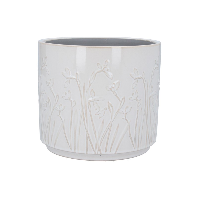 White Iris Stoneware Pot Cover