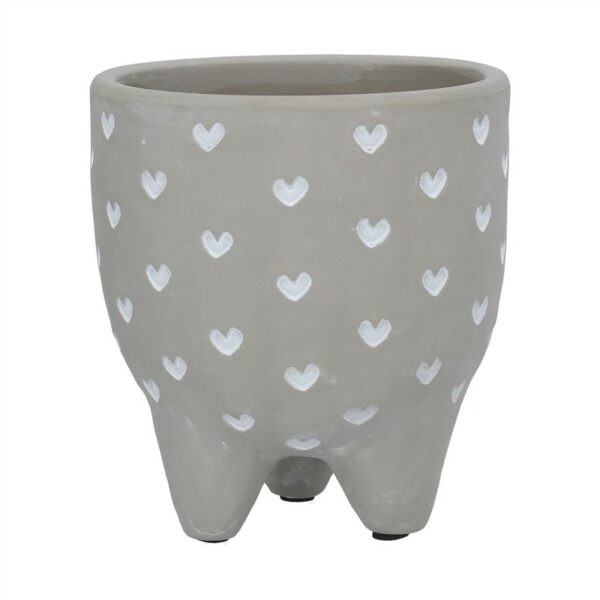 Grey Heart Footed Terracotta Pot