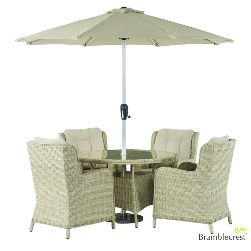 Bramblecrest Chedworth Round 4 Seat Dining Set - Sandstone