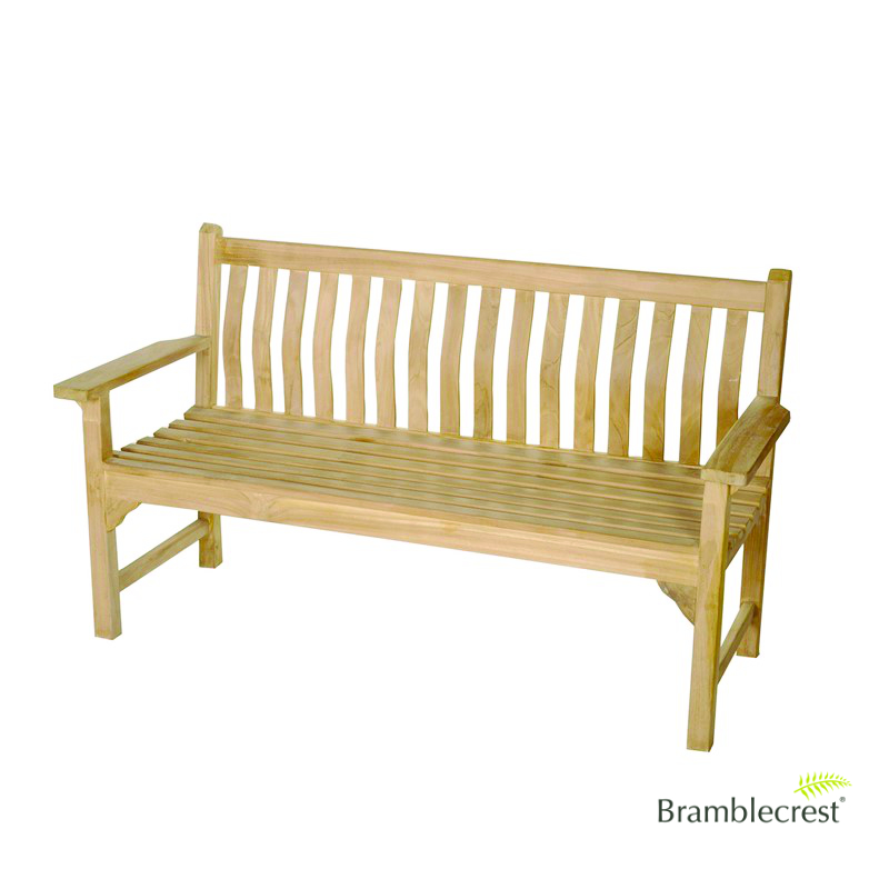 Bramblecrest Curved Back Flat Arm 3 Seat Teak Bench
